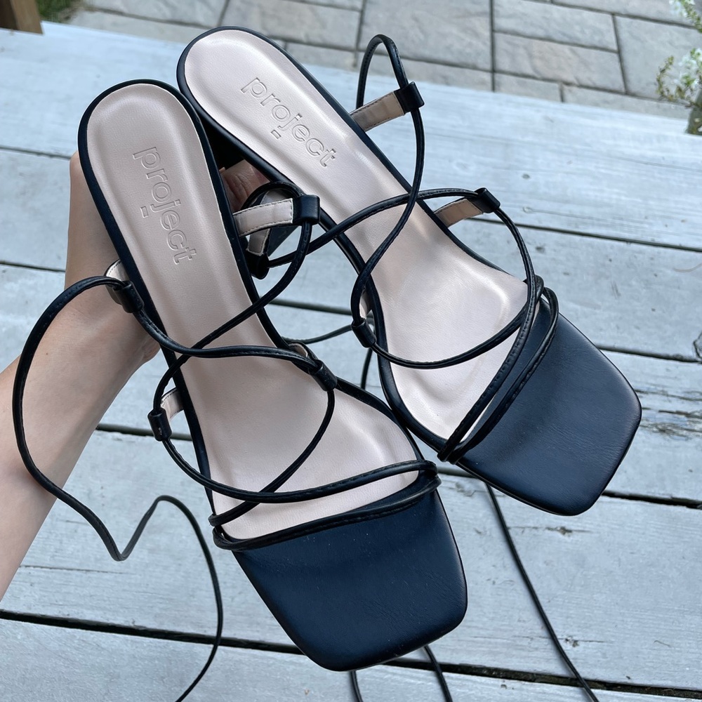 Black lace up heels